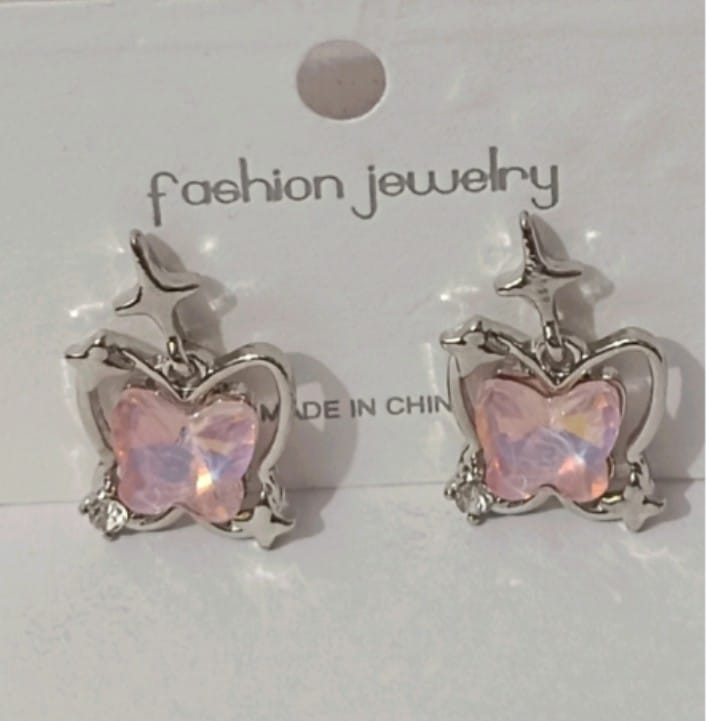 Grudge Heart Earrings- pink –