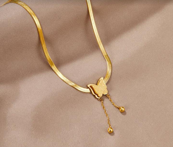 Dainty Long Butterfly Shaped Necklace