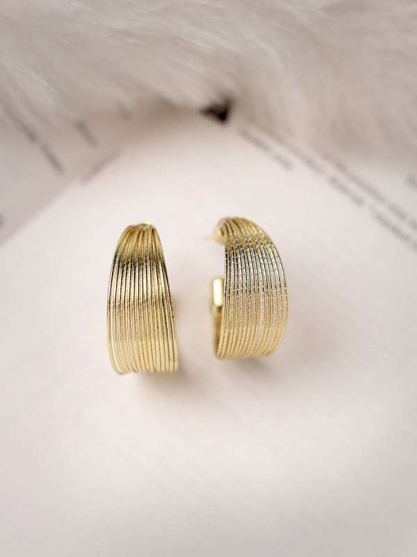 Multi - Layer Sparkling Wire Hoop Earrings