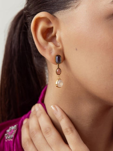 Asymmetrical Colored Gemstone Earrings