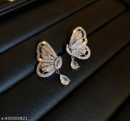 Rhinestone Decor Butterfly Earrings