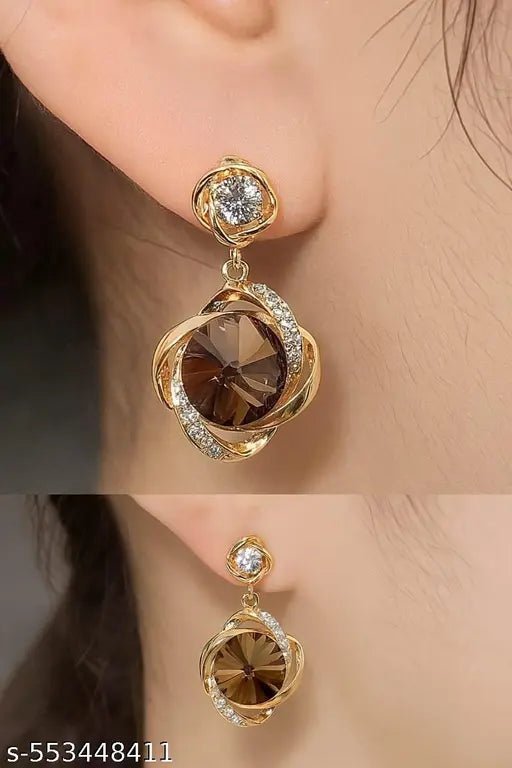 Korean trendy with stone earrings