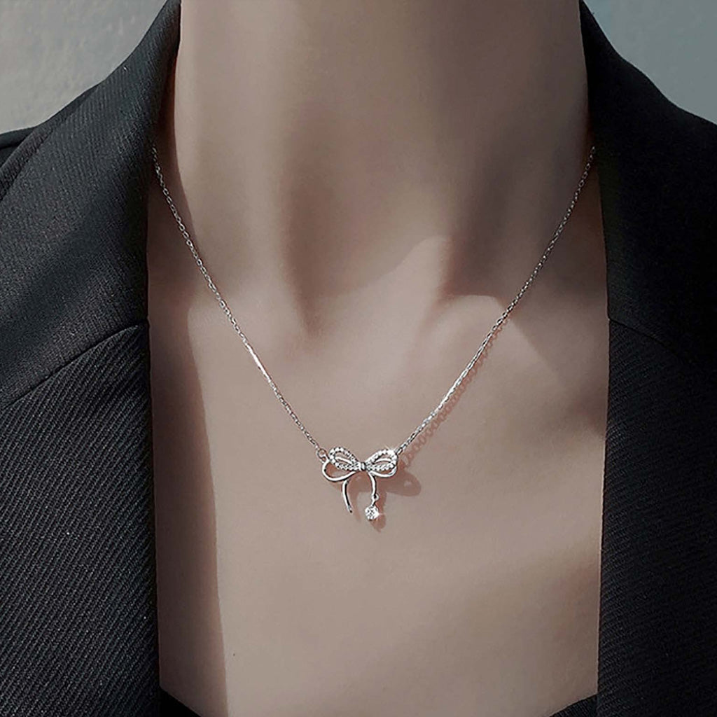 Bow Tie Minimalist Sparkle Necklace