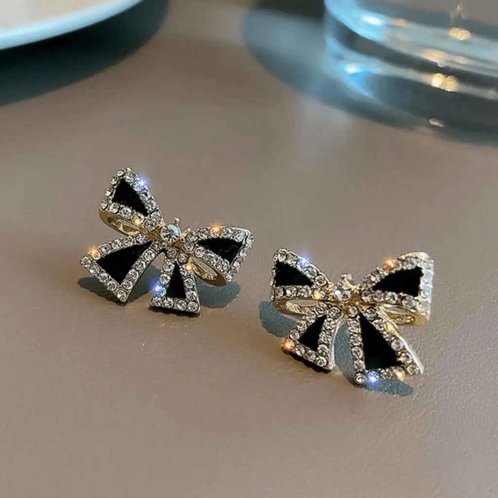 Black Bow Tie Earring & Studs