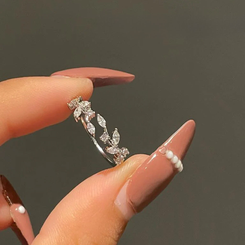 Floral Minimal Adjustable Ring