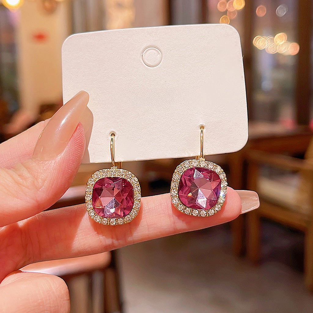 Vintage Square Crystals Drop Earrings