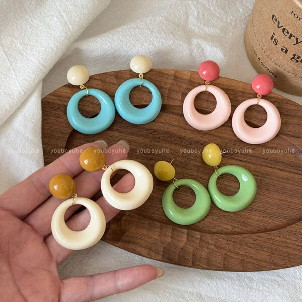 Colorful Acrylic Hollow Drop Earrings