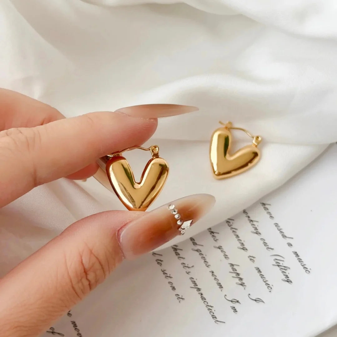 Gold Plated Anti Tarnish Heart Themed Earrings
