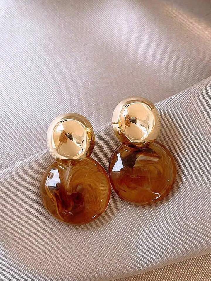 Brown Maillard Resin Stud Earrings