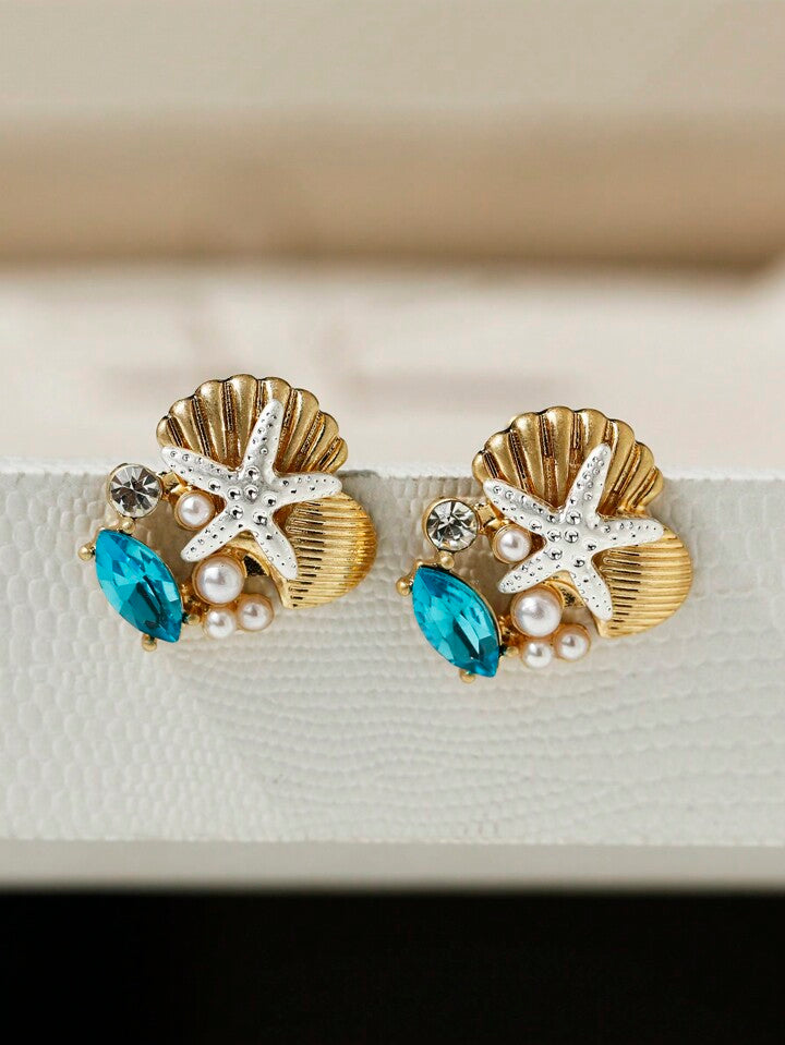 Syn Blue Topaz Earring, Sterling Silver