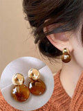 Brown Maillard Resin Stud Earrings
