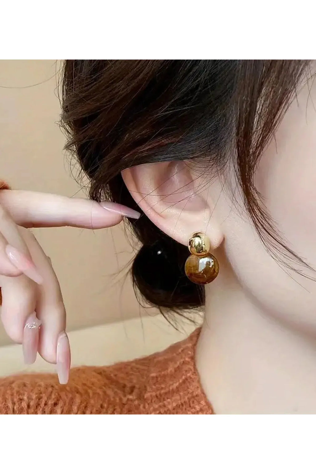 Brown Maillard Resin Stud Earrings