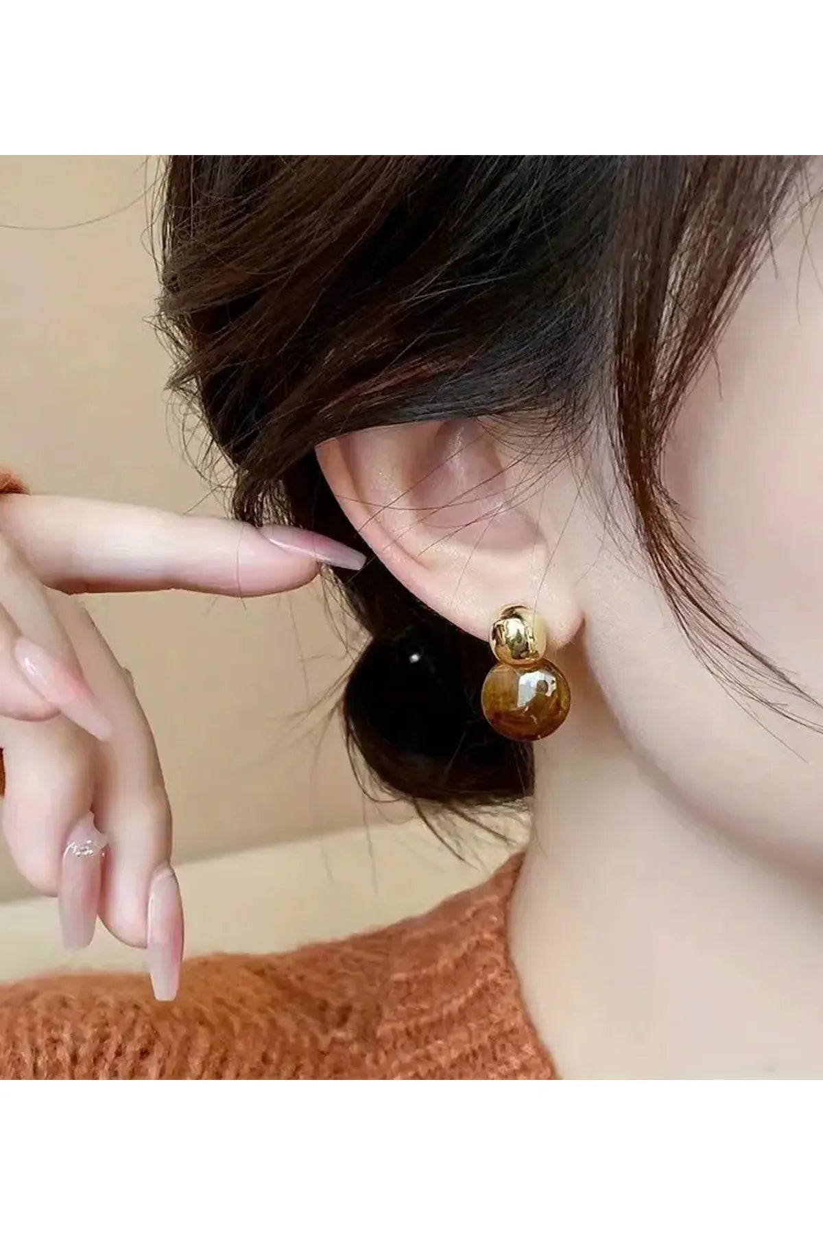 Brown Maillard Resin Stud Earrings