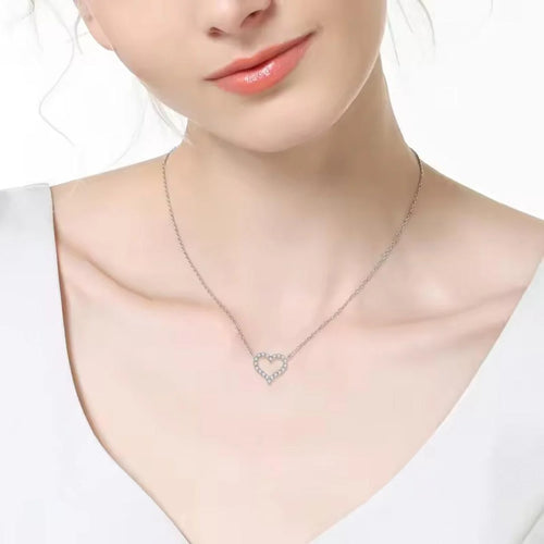 Alloy Hollow Heart Stone Pendant
