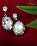 Silver Plated Small Grey Imitation Pearl Earrings