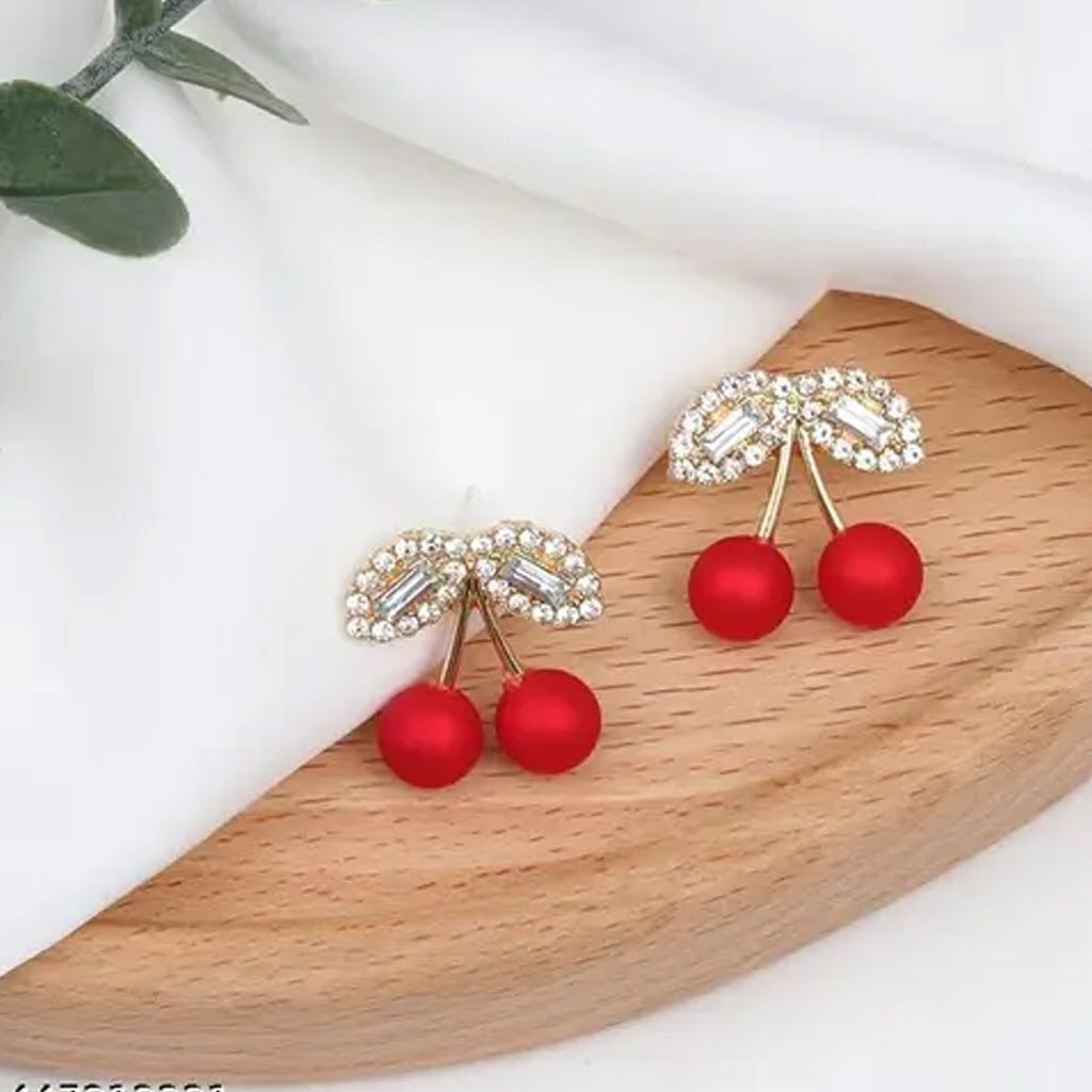 Fresh Rhinestone Cherry Earrings