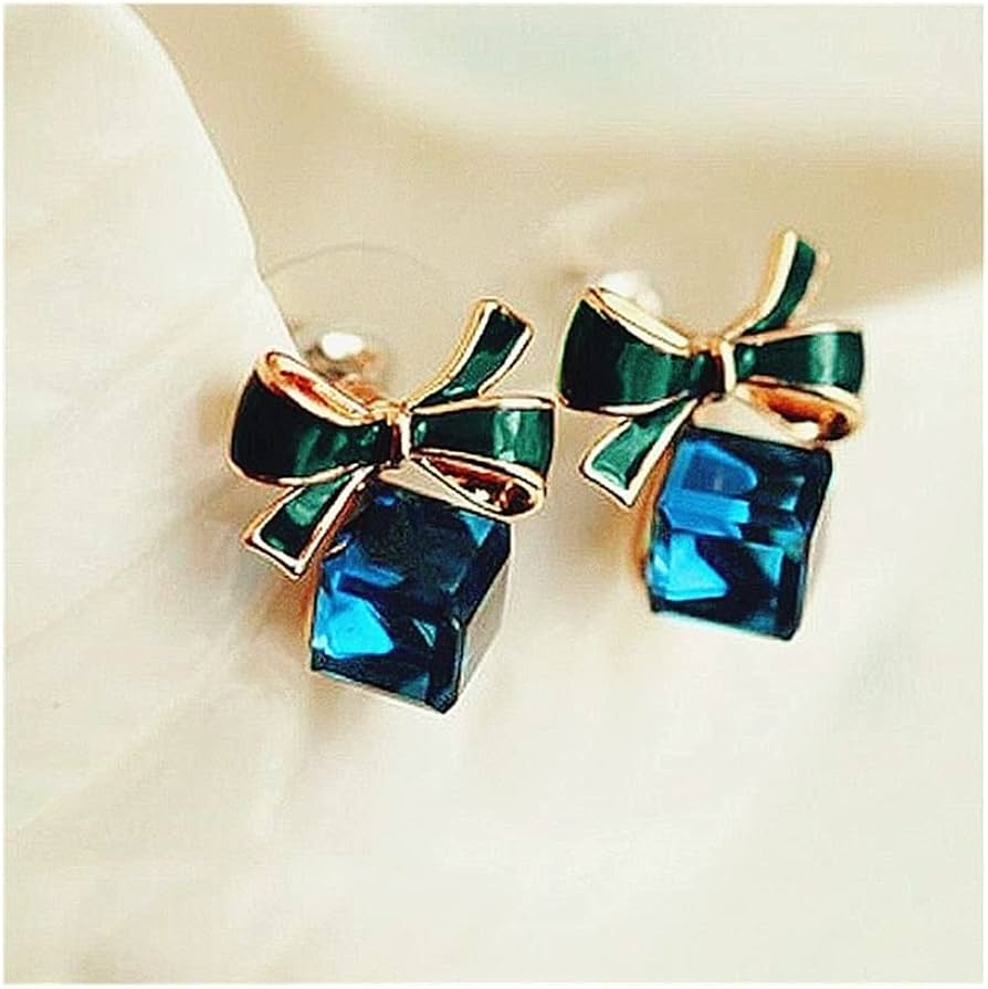 Stud Earrings Mini Blue Hexagon Crysta