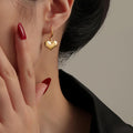 Gold Plated Anti Tarnish Stainless Steel Heart Themed Drop Earrings