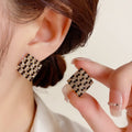 Black And White Crystal Stud Earrings
