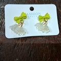 Korean Trendy White And Green Color Earrings