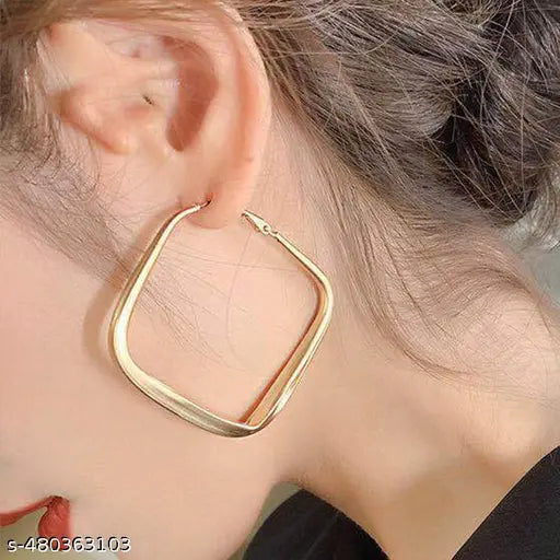 Large Square gold Plated Earrings