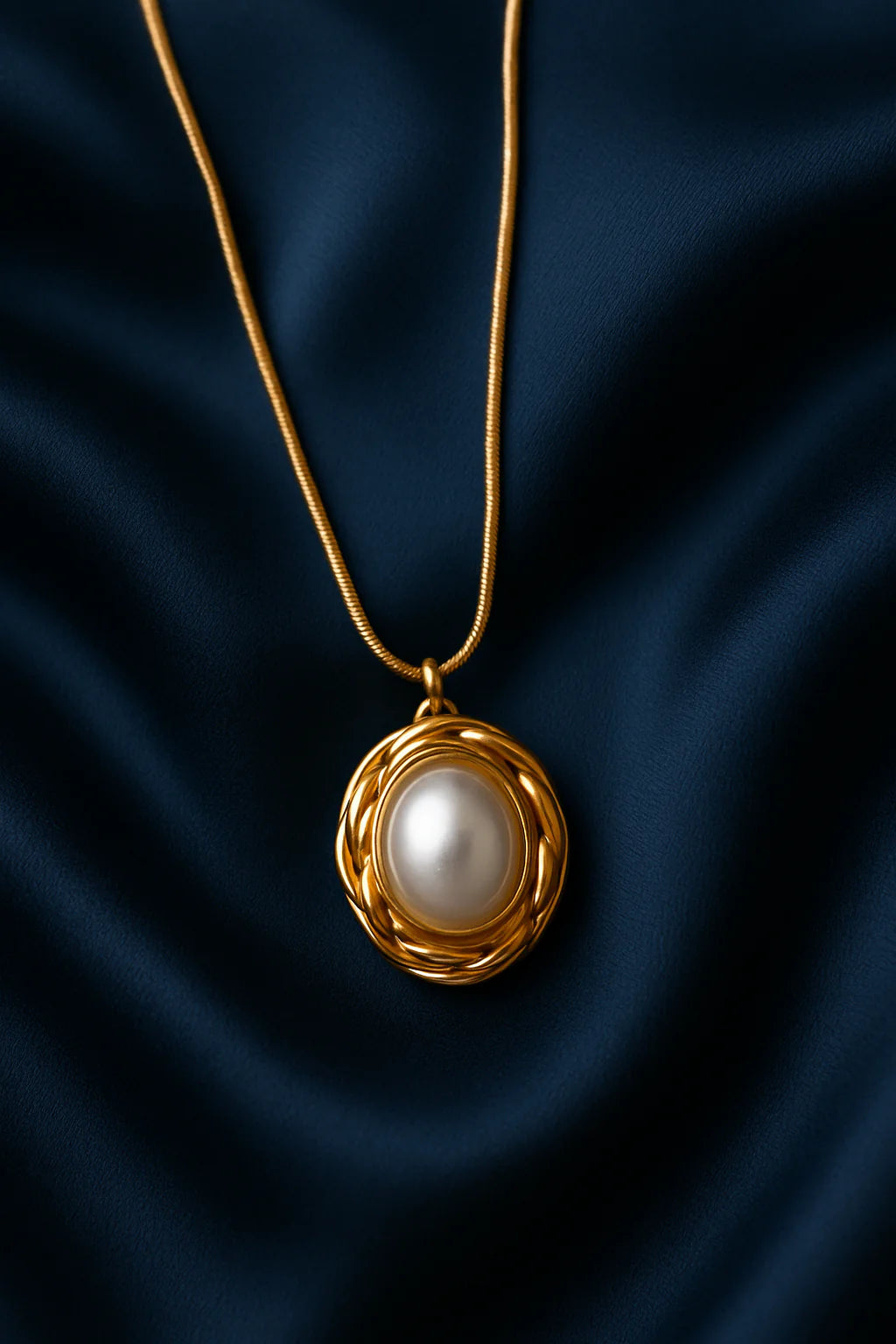 White Pearl Gold Solid Choker