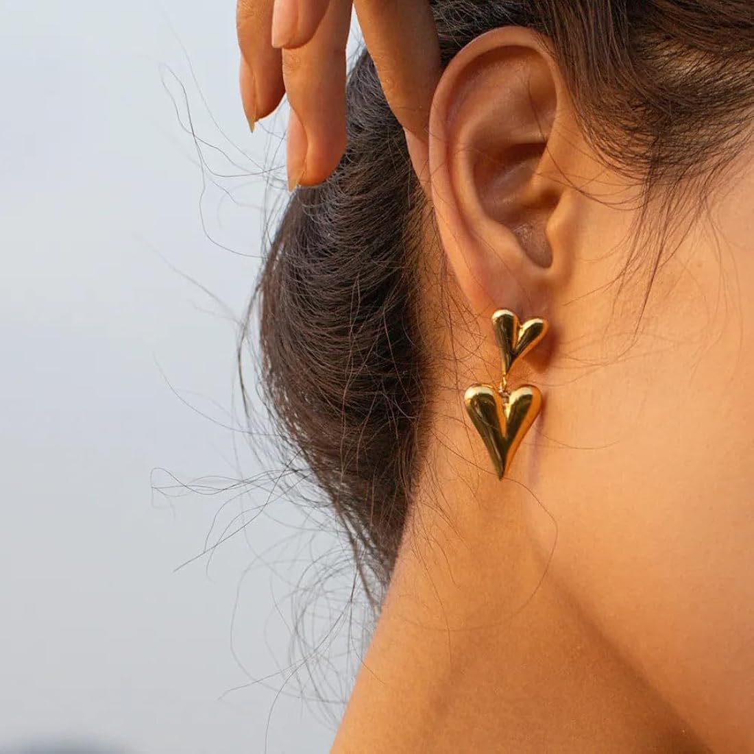 Gold Plated Anti Tarnish Heart Themed Earrings