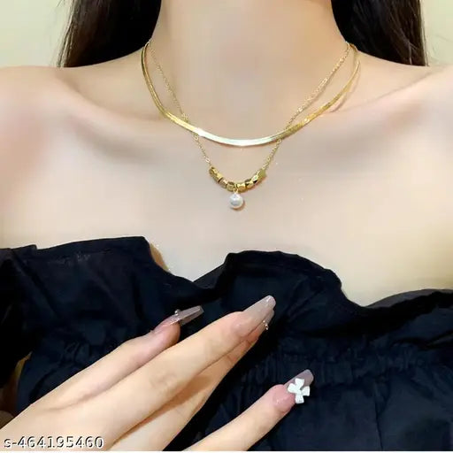 Trendy Double-layer Pearl Necklace With