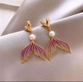 Purple Fish Tail Heart Earrings