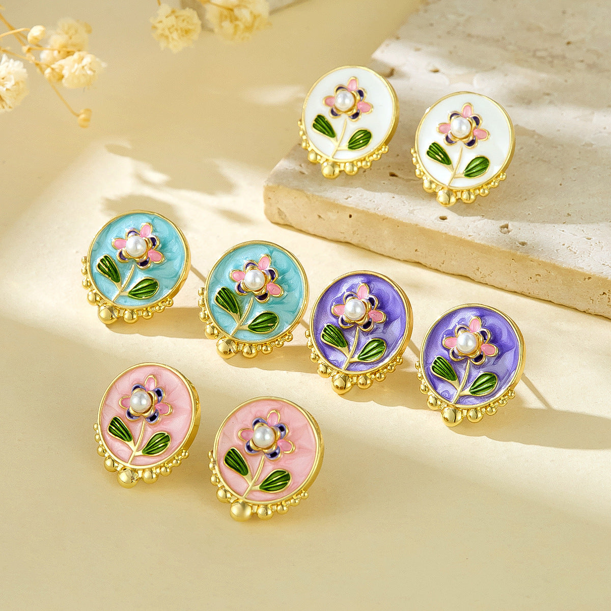 Monet Garden Oil Painting Earrings for