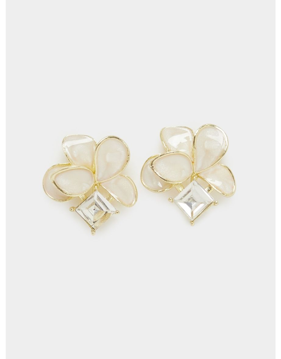 Korean Crystal Flower Drop Earrings