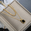 Double Layer Square Black Shell Necklace