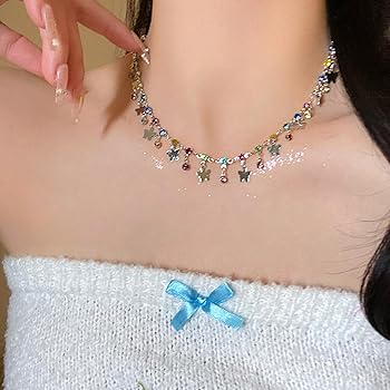 Multicolor Butterfly Charms Choker Necklace