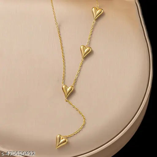 Y-Shape Four Heart Drop Necklace