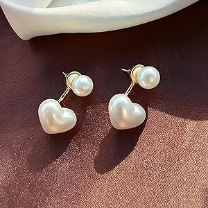 Korean Simple Pearl Love Stud Earrings