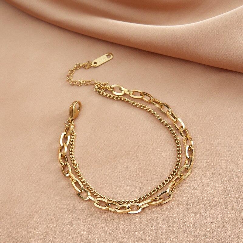 Paper Clip Fine Gold Chain Bracelet Gold