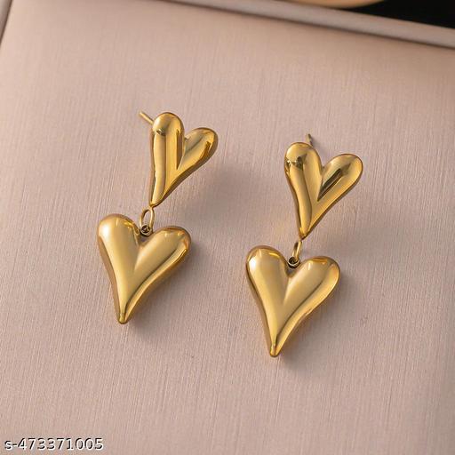 Gold Plated Anti Tarnish Heart Themed Earrings