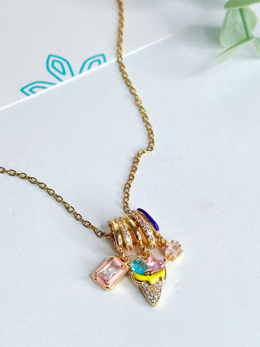 MultiColor Love Bow Combination Pendant Necklace