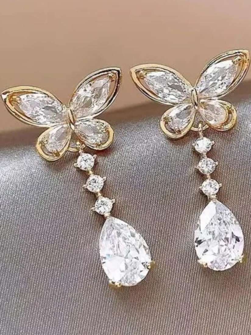 Butterfly Crytal Drop Earrings