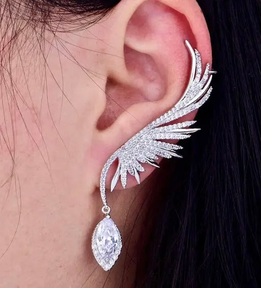 Silver Trendy Angel Wings Earring