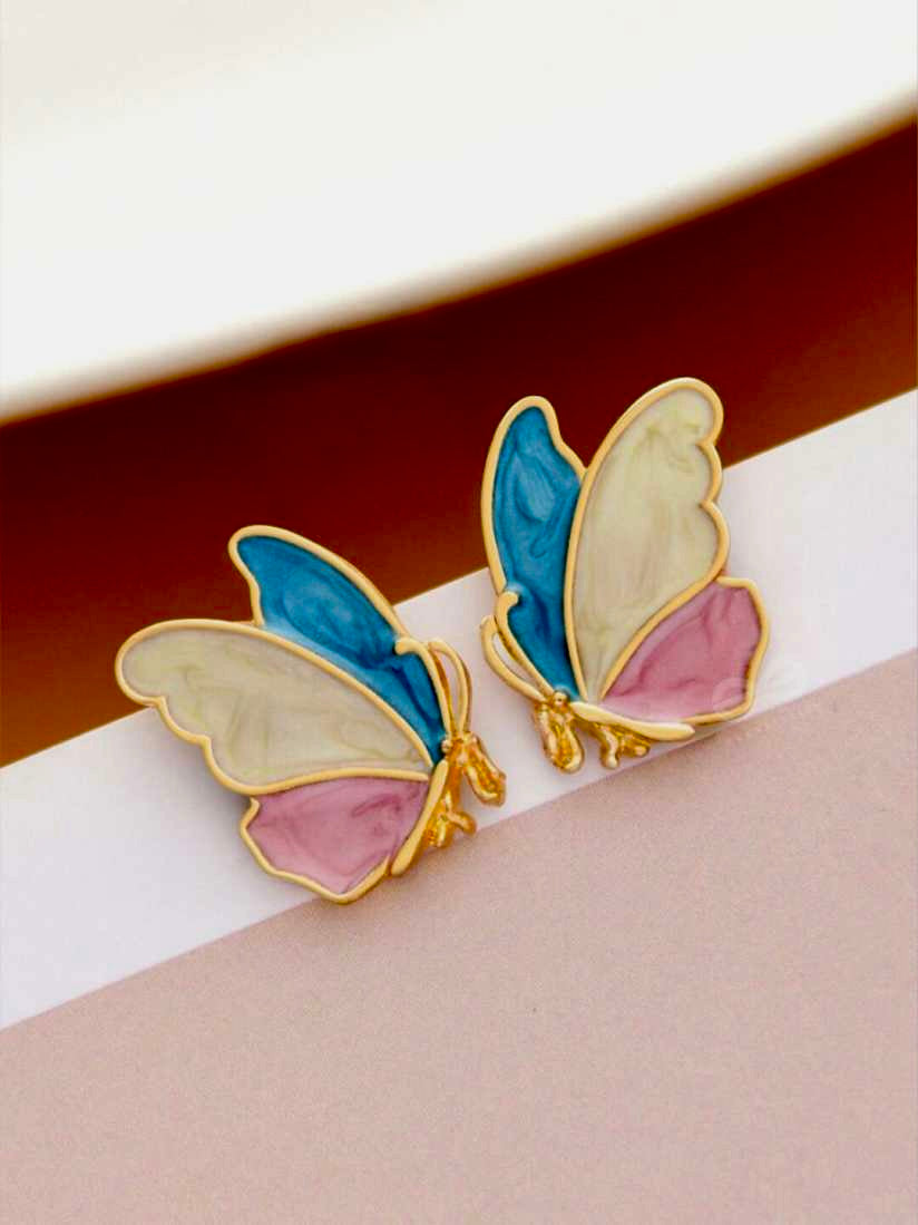 Colourful Butterfly Wings Stud Earrings