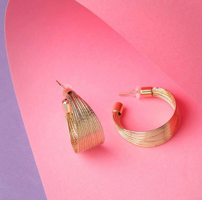 Multi - Layer Sparkling Wire Hoop Earrings