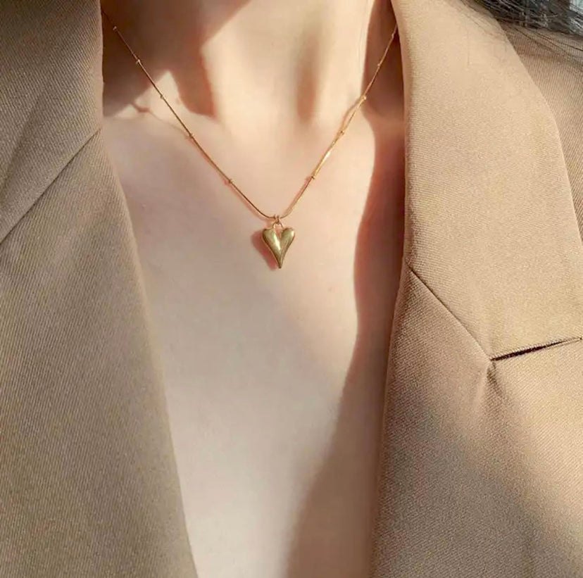 Trendy Heart Beads Chain Pendant Necklace