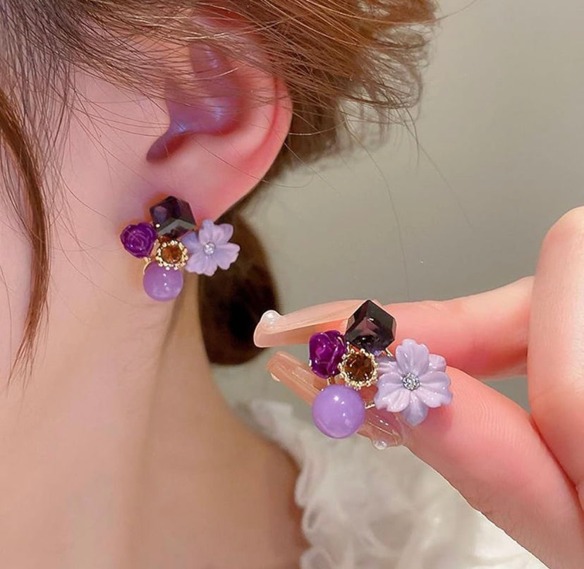 Trendy Floral Stud Earrings (1pcs)