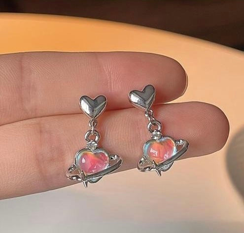 Y2K Style Heart Drop Earrings