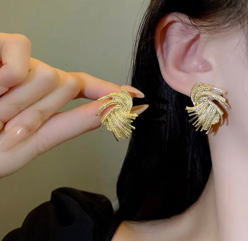 Metal Textured Irregular Shape Earrings