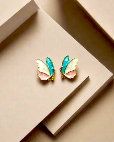 Colourful Butterfly Wings Stud Earrings