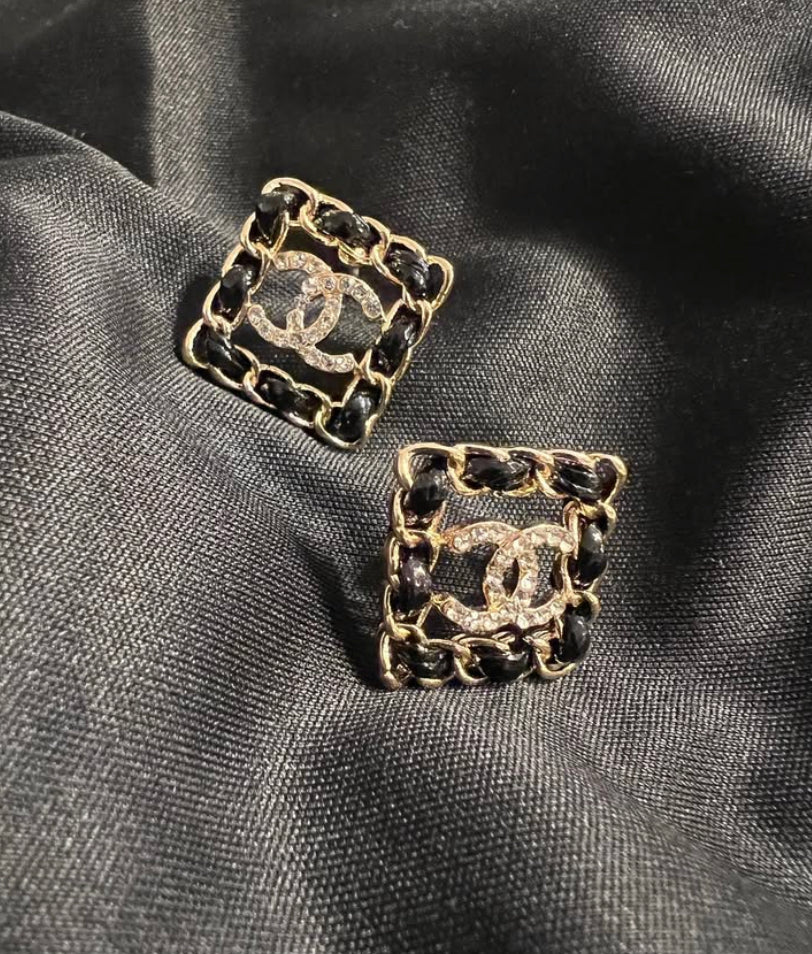 Black Chanel Stud Earrings