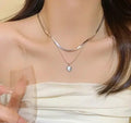 Korean Heart Dual Chain Necklace