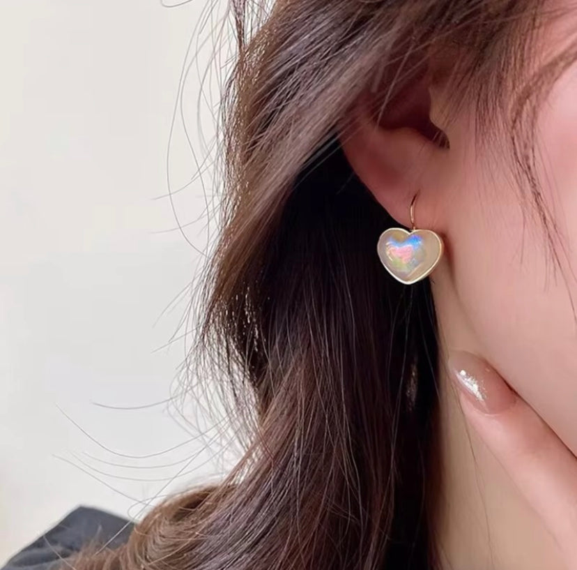 Heart Shaped Pearl Hoop Earrings
